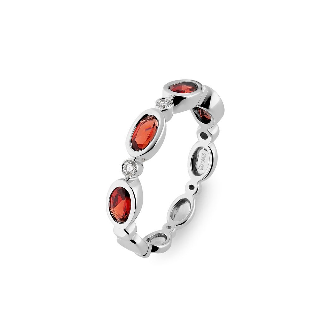 Garnet & Diamond Band Ring - Dracakis Jewellers Garnet & Diamond Band Ring - Dracakis Jewellers