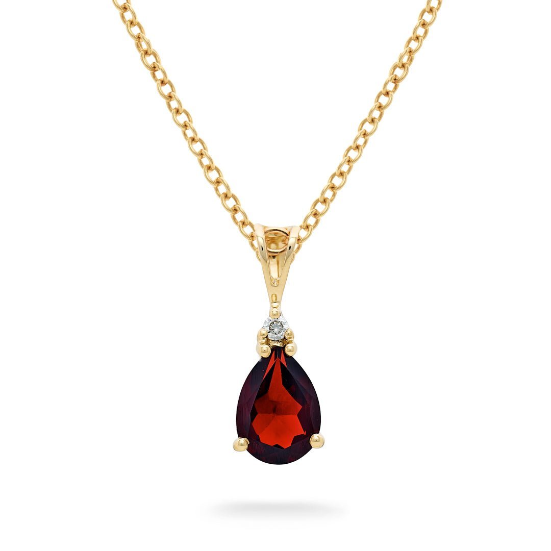 Garnet & Diamond Drop Pendant - Dracakis Jewellers Garnet & Diamond Drop Pendant - Dracakis Jewellers
