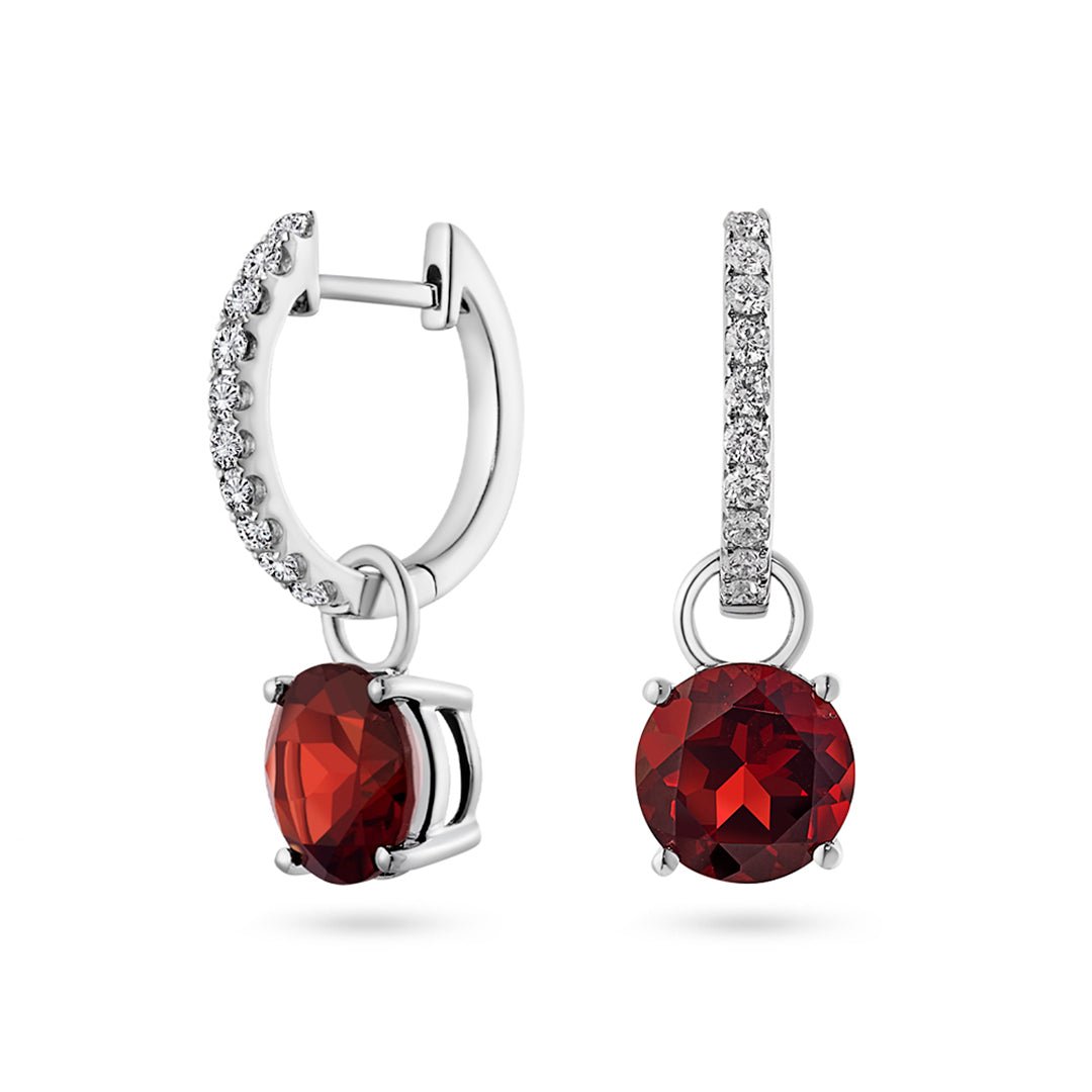 Garnet & Diamond Hoop Earrings - Dracakis Jewellers Garnet & Diamond Hoop Earrings - Dracakis Jewellers