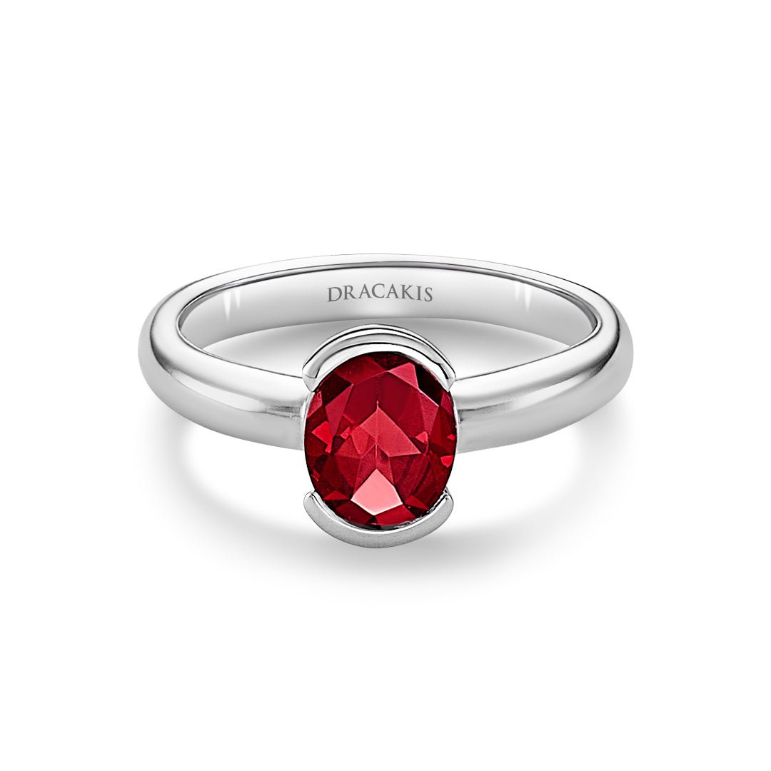 Garnet & White Gold Dress Ring - Dracakis Jewellers Garnet & White Gold Dress Ring - Dracakis Jewellers