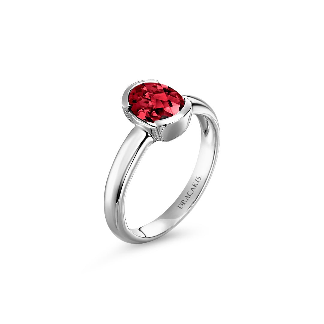 Garnet & White Gold Dress Ring - Dracakis Jewellers Garnet & White Gold Dress Ring - Dracakis Jewellers