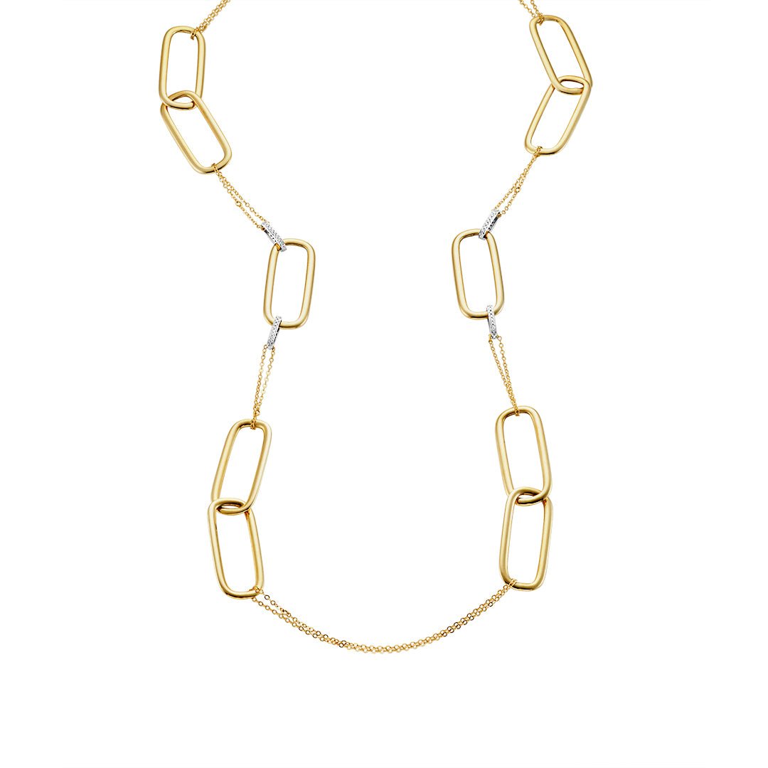 Gold & Pave Diamond Long Necklace - Dracakis Jewellers Gold & Pave Diamond Long Necklace - Dracakis Jewellers