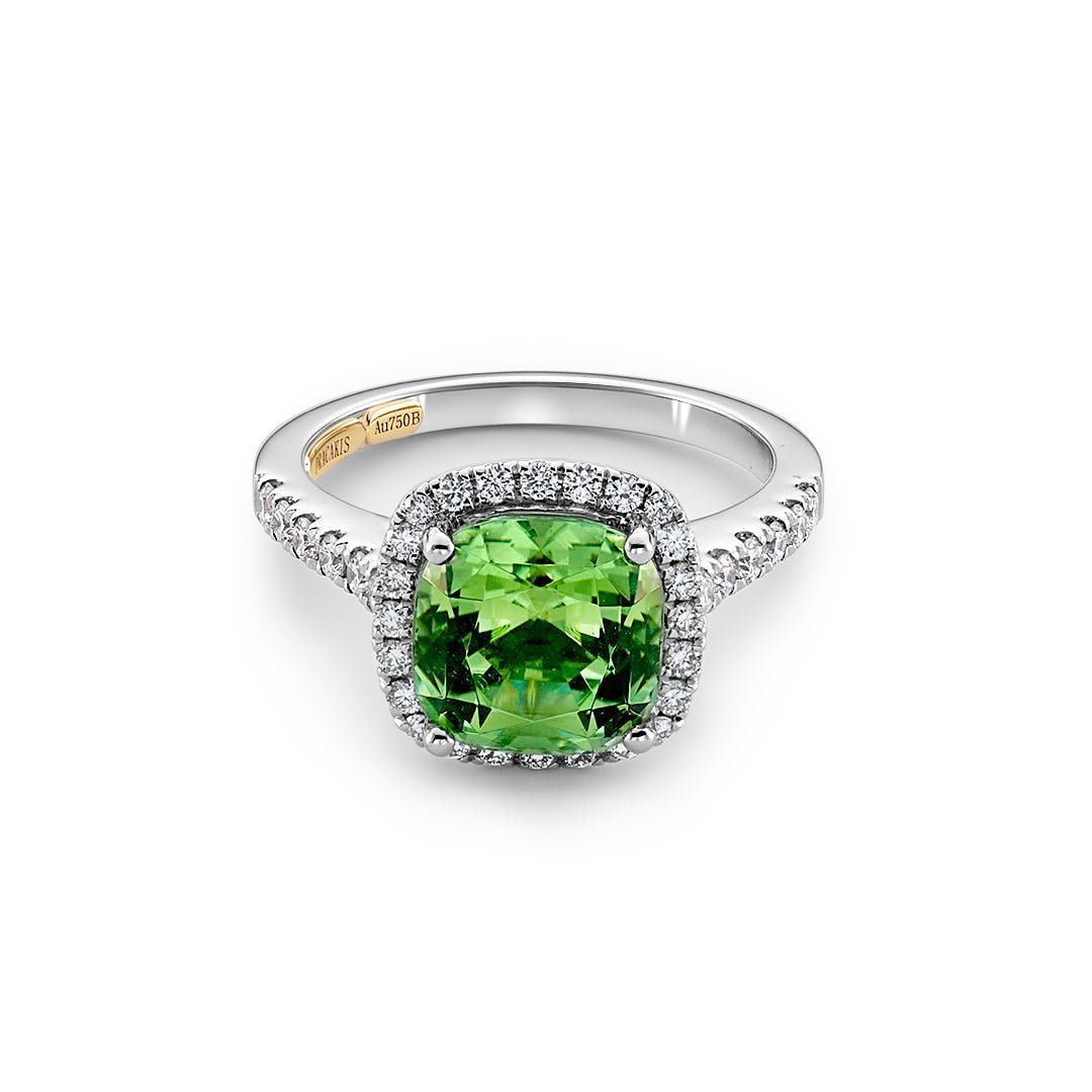 Green Tourmaline & Diamond Ring - Dracakis Jewellers Green Tourmaline & Diamond Ring - Dracakis Jewellers