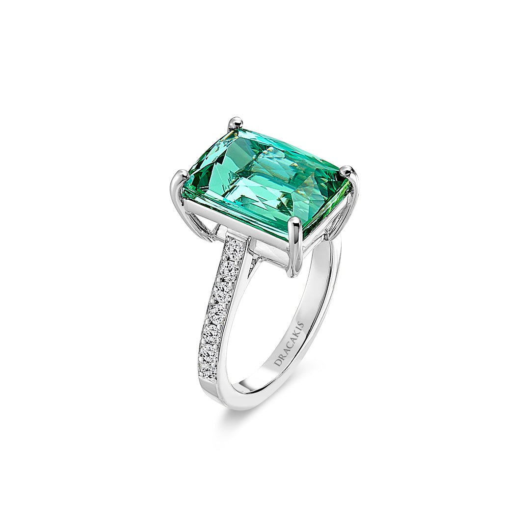 Green Tourmaline & Diamond Ring - Dracakis Jewellers Green Tourmaline & Diamond Ring - Dracakis Jewellers
