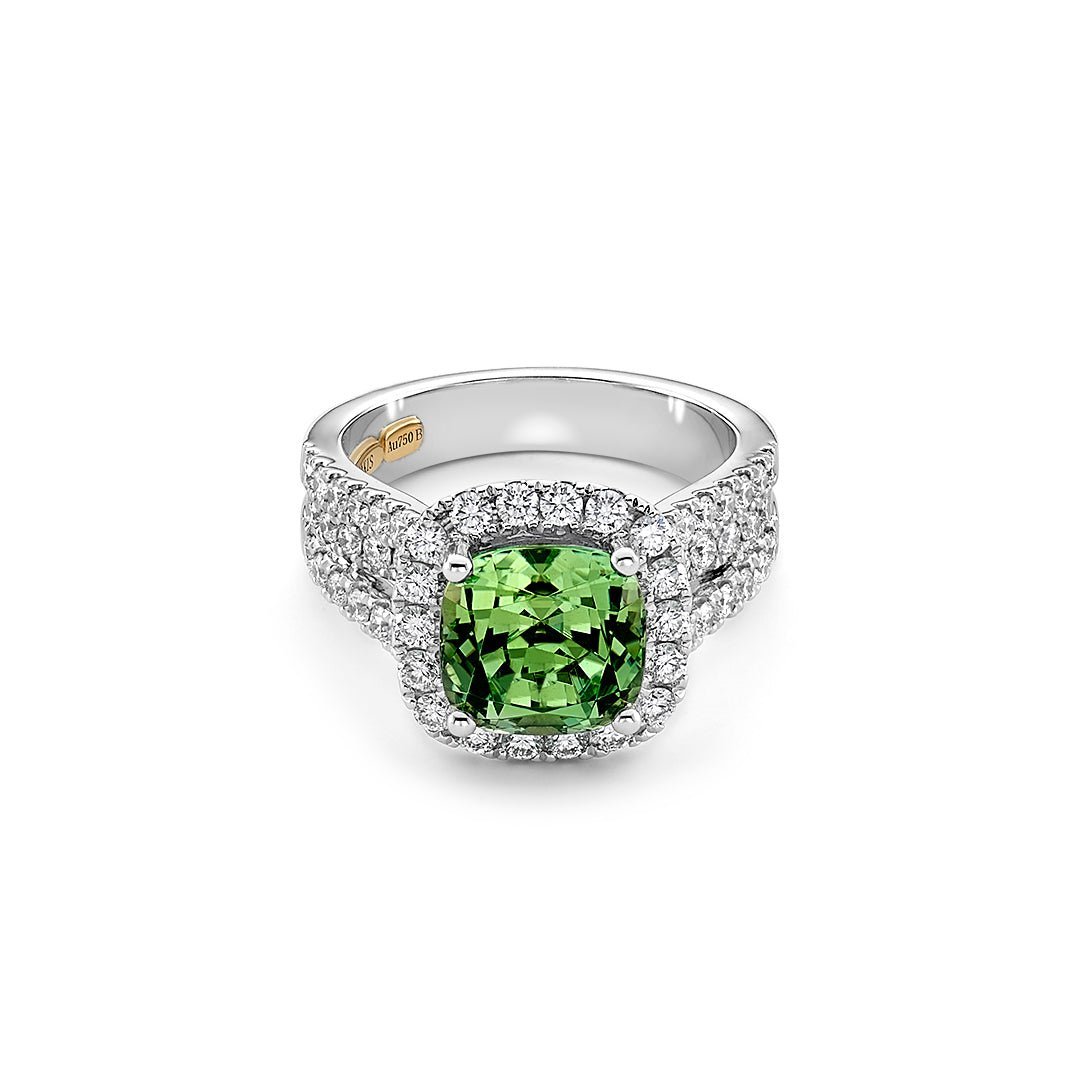 Green Tourmaline & Diamond Ring - Dracakis Jewellers Green Tourmaline & Diamond Ring - Dracakis Jewellers