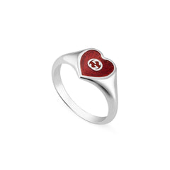 Gucci Ring with Interlocking G Enamel Heart - Dracakis Jewellers