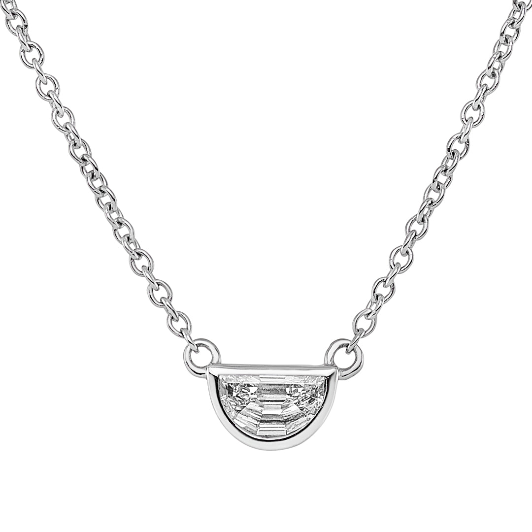 Half Moon Shaped Diamond Pendant - Dracakis Jewellers Half Moon Shaped Diamond Pendant - Dracakis Jewellers