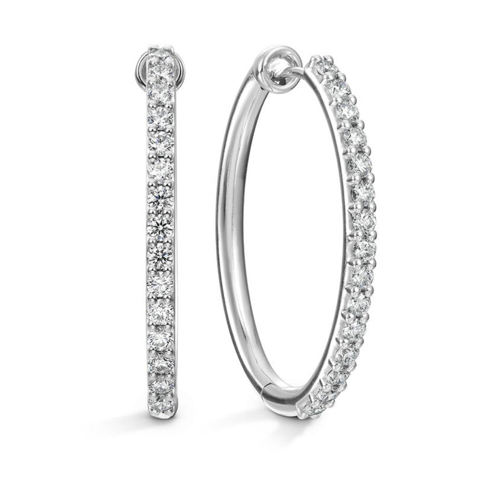 Hearts On Fire Classic Diamond Hoop Earrings (1.00ct) - Dracakis Jewellers