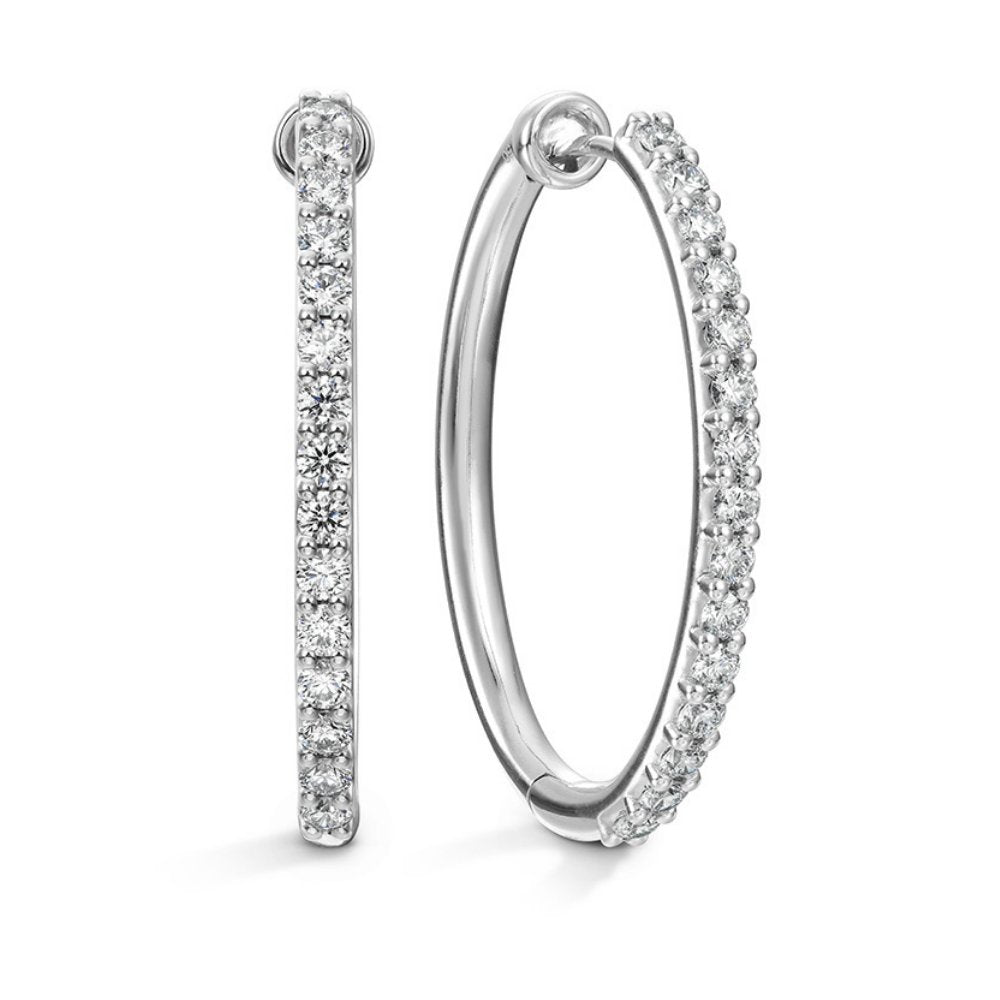 Hearts On Fire Classic Diamond Hoop Earrings (1.00ct) - Dracakis Jewellers Hearts On Fire Classic Diamond Hoop Earrings (1.00ct) - Dracakis Jewellers