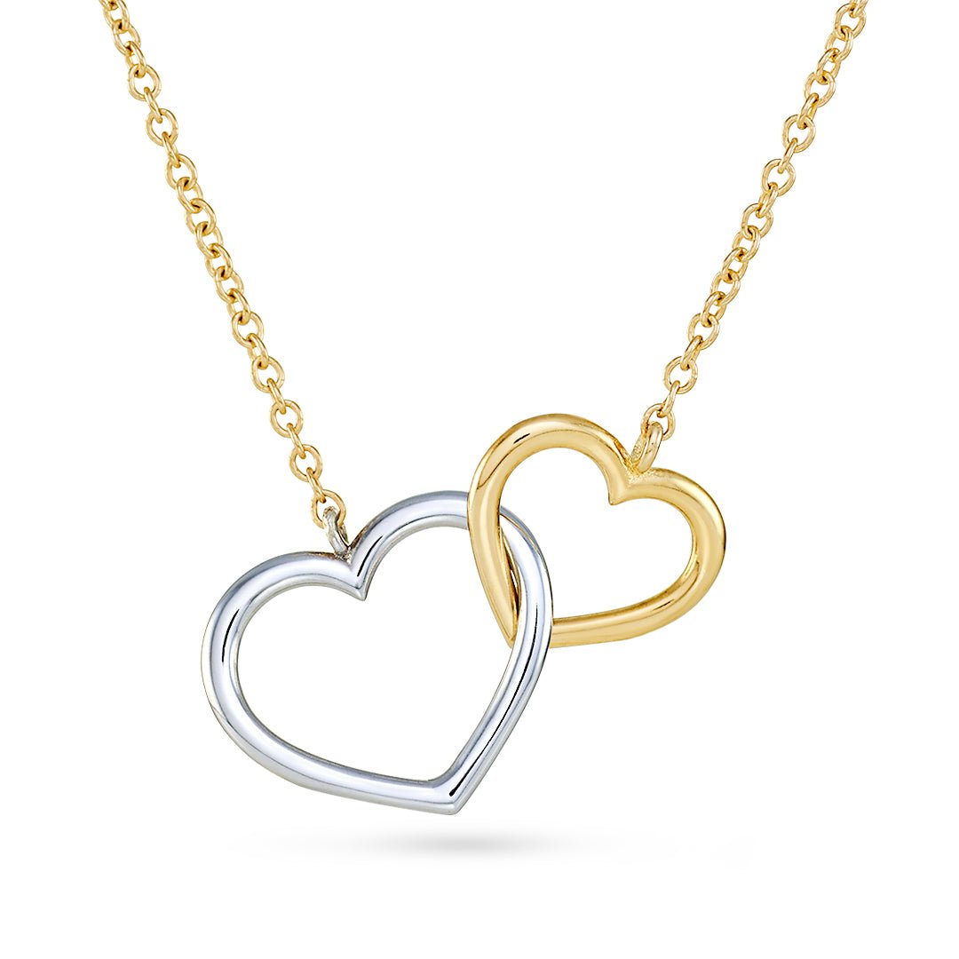 Interlocking Hearts Yellow & White Gold Pendant - Dracakis Jewellers Interlocking Hearts Yellow & White Gold Pendant - Dracakis Jewellers