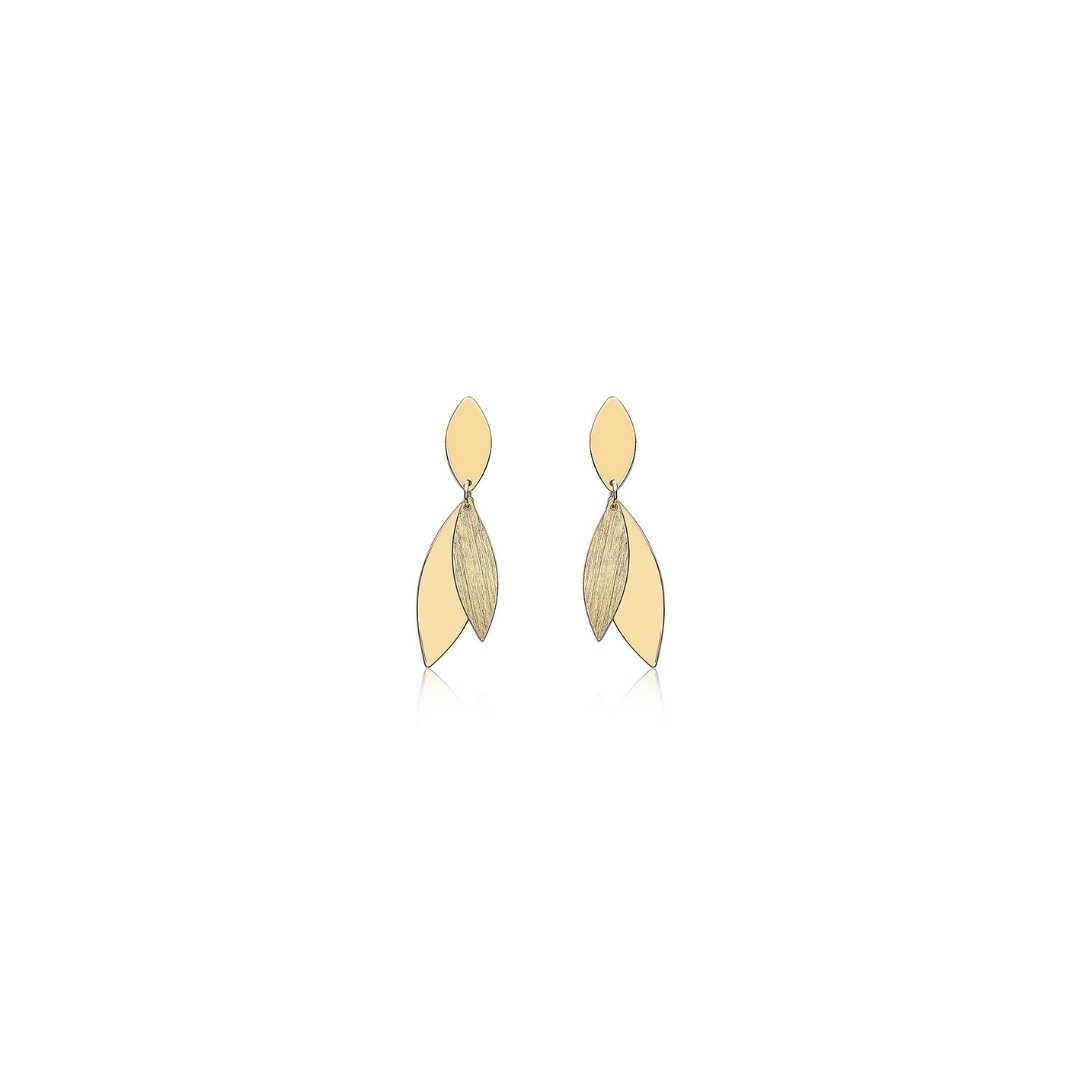 Leaf Shaped Drop Earrings in Gold - Dracakis Jewellers Leaf Shaped Drop Earrings in Gold - Dracakis Jewellers