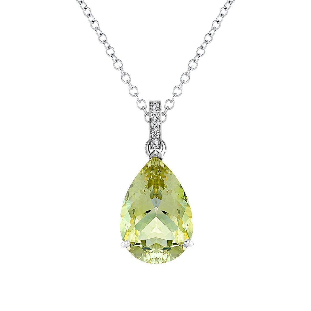 Lemon Quartz & Diamond Pendant - Dracakis Jewellers Lemon Quartz & Diamond Pendant - Dracakis Jewellers
