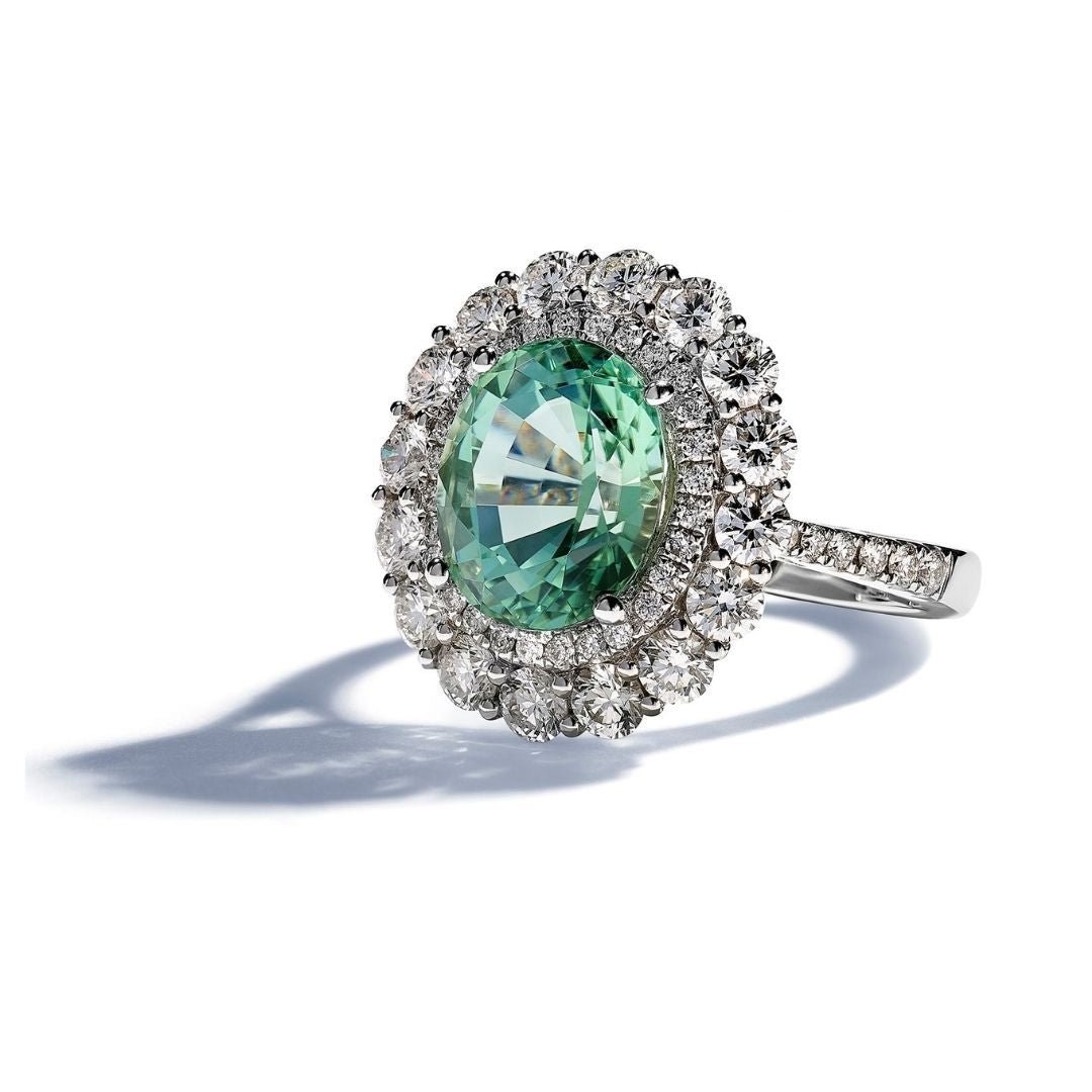 Mint Green Tourmaline & Diamond Ring - Dracakis Jewellers Mint Green Tourmaline & Diamond Ring - Dracakis Jewellers