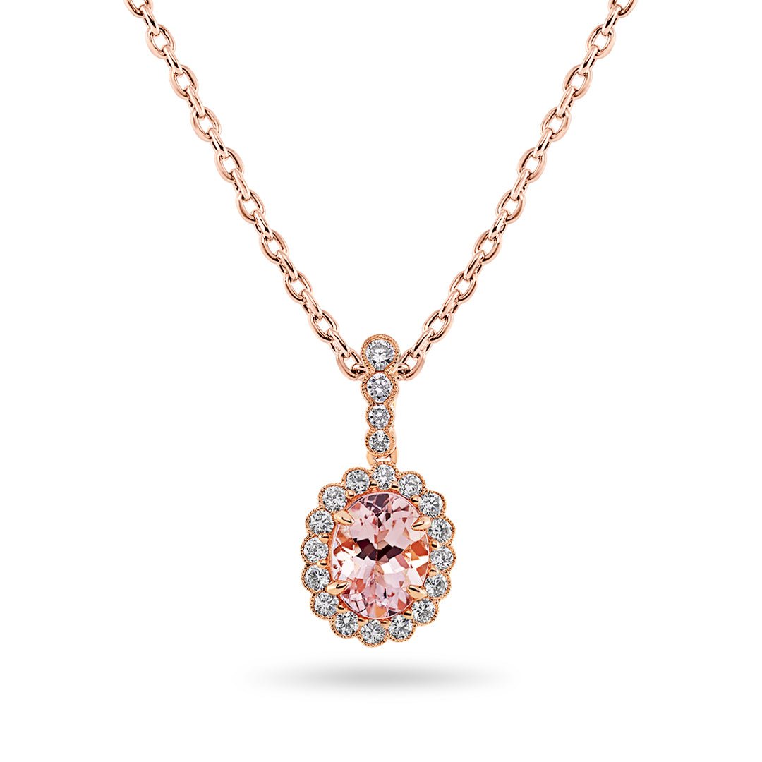 Morganite & Diamond Pendant - Dracakis Jewellers Morganite & Diamond Pendant - Dracakis Jewellers