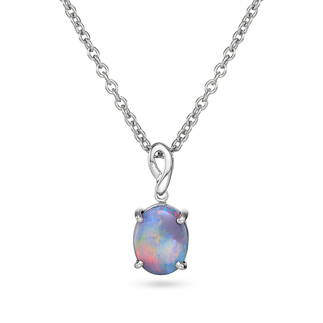 Opal & White Gold Pendant - Dracakis Jewellers Opal & White Gold Pendant - Dracakis Jewellers