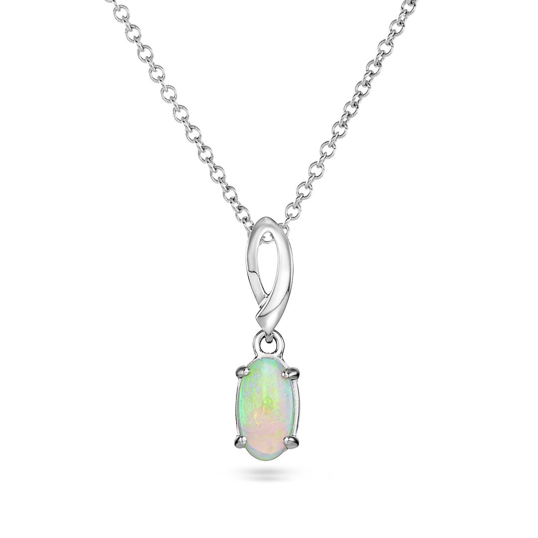 Opal & White Gold Pendant - Dracakis Jewellers Opal & White Gold Pendant - Dracakis Jewellers