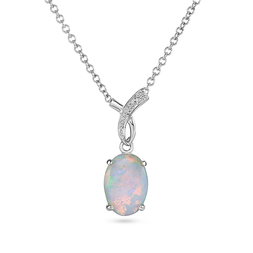 Opal & White Gold Pendant - Dracakis Jewellers Opal & White Gold Pendant - Dracakis Jewellers