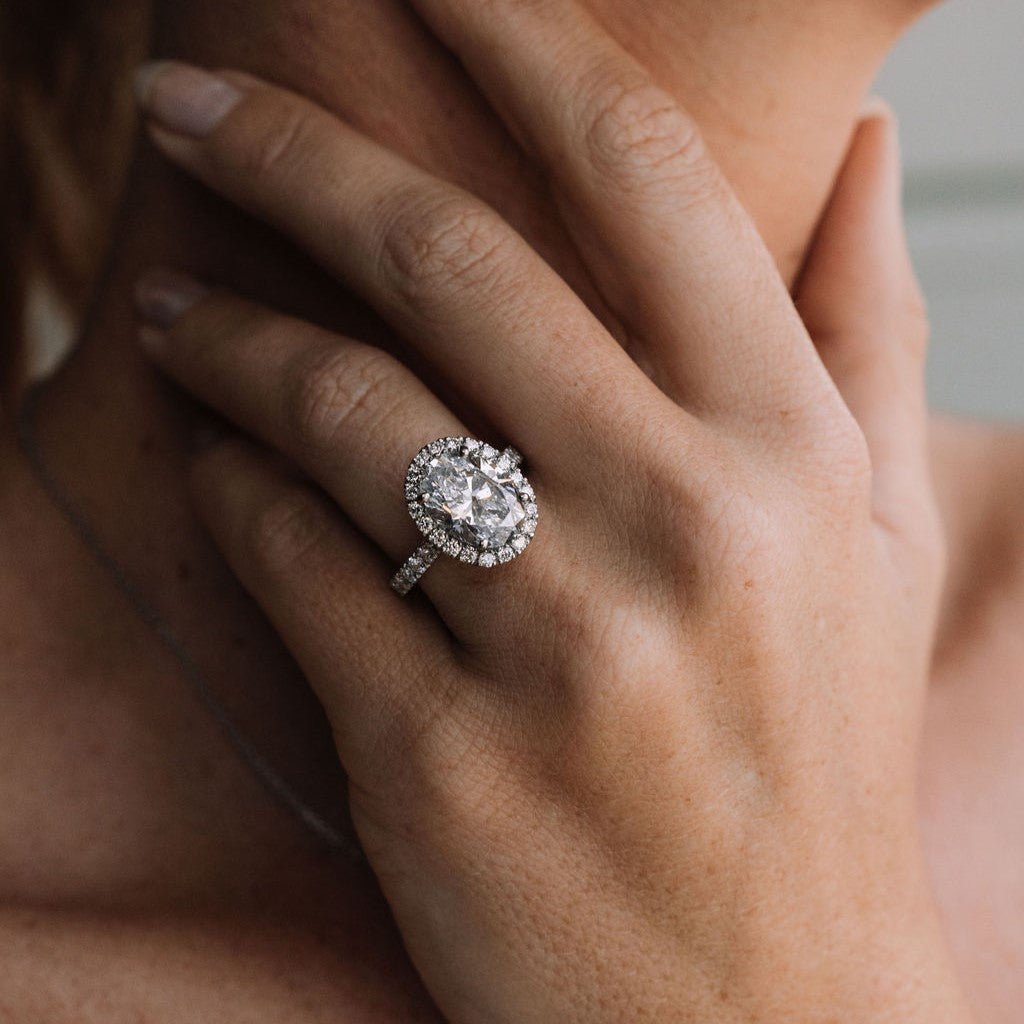 Oval Cut Diamond Halo Engagement Ring - Dracakis Jewellers Oval Cut Diamond Halo Engagement Ring - Dracakis Jewellers