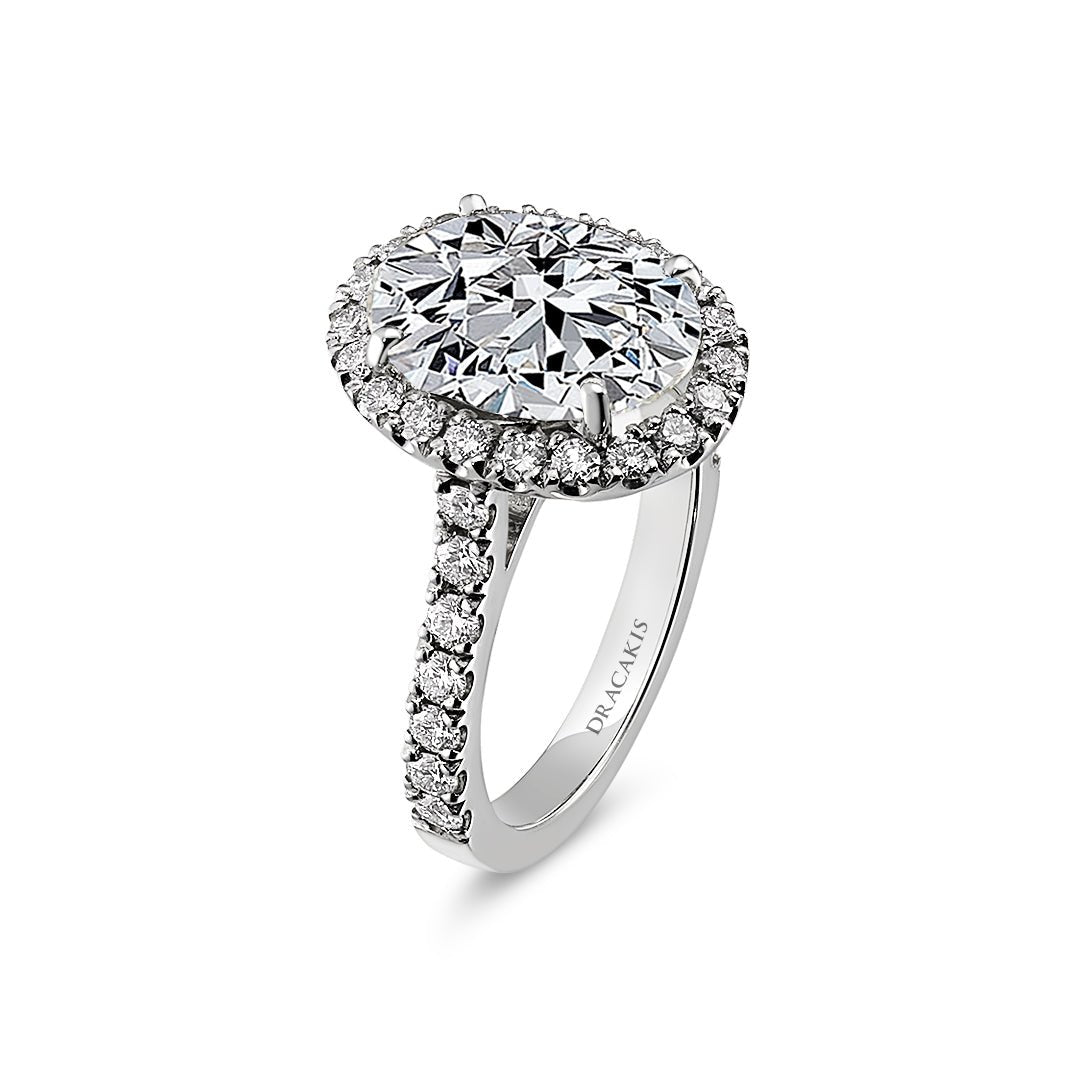 Oval Cut Diamond Halo Engagement Ring - Dracakis Jewellers Oval Cut Diamond Halo Engagement Ring - Dracakis Jewellers
