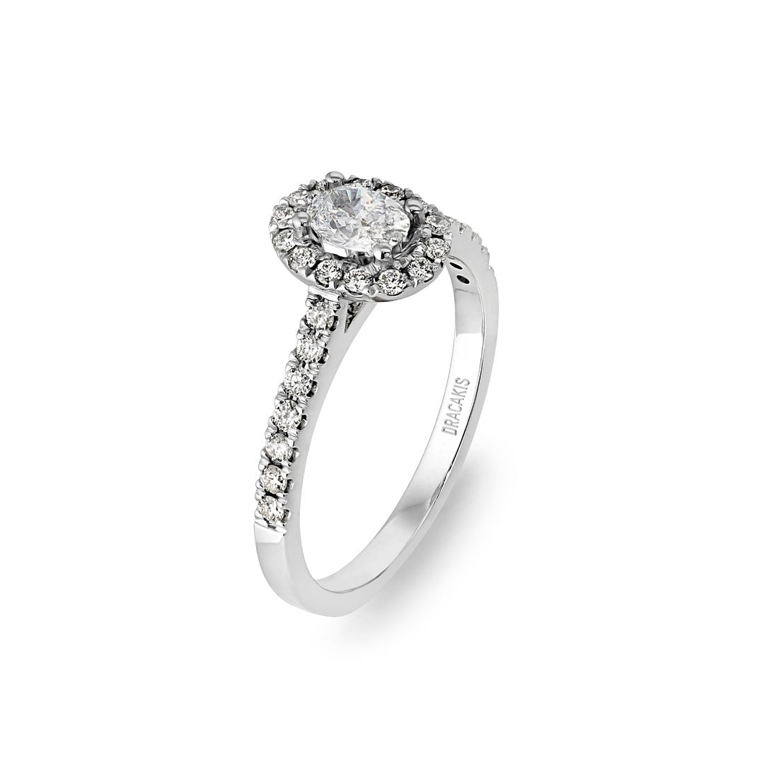 Oval Cut Diamond Halo Engagement Ring - Dracakis Jewellers Oval Cut Diamond Halo Engagement Ring - Dracakis Jewellers