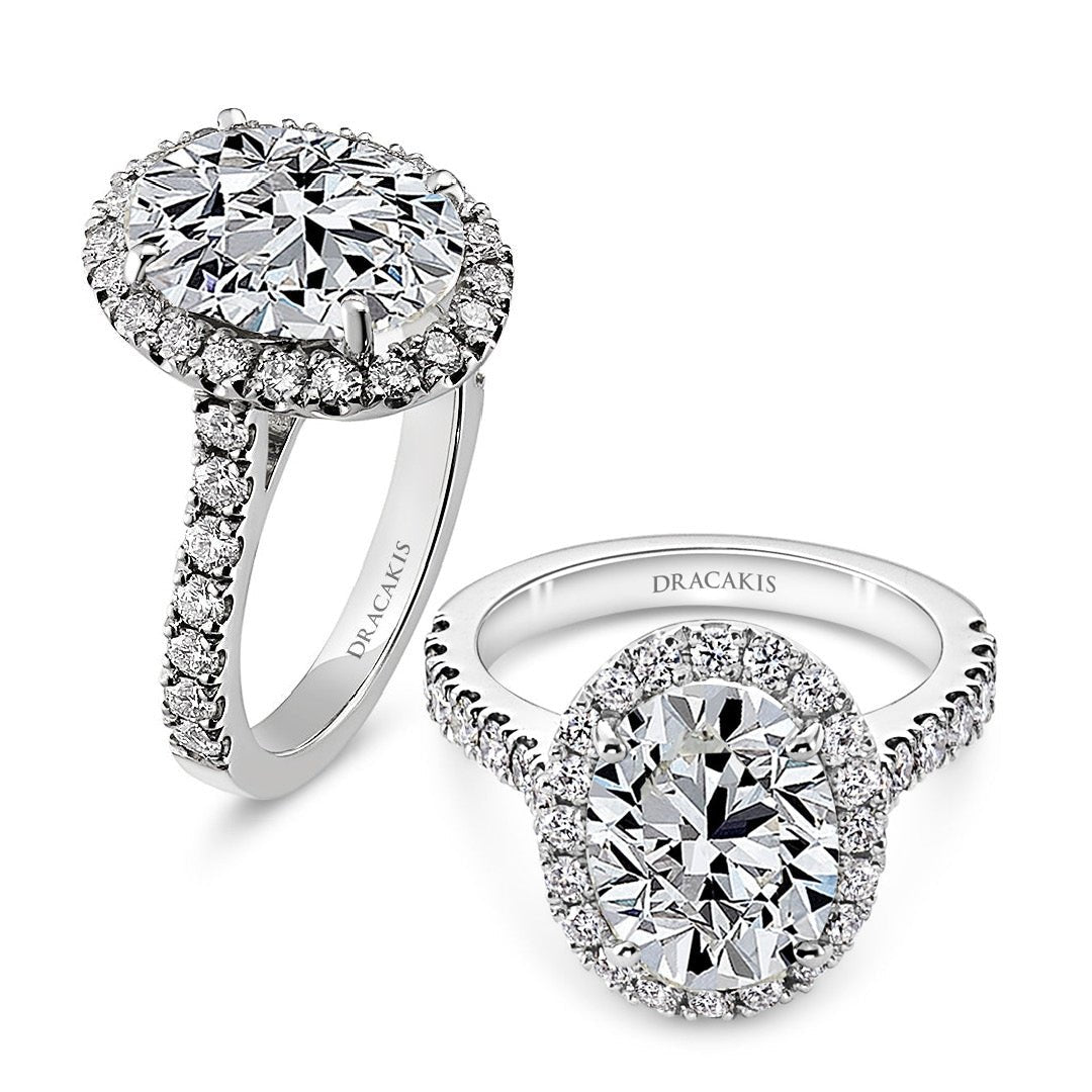 Oval Cut Diamond Halo Engagement Ring - Dracakis Jewellers Oval Cut Diamond Halo Engagement Ring - Dracakis Jewellers