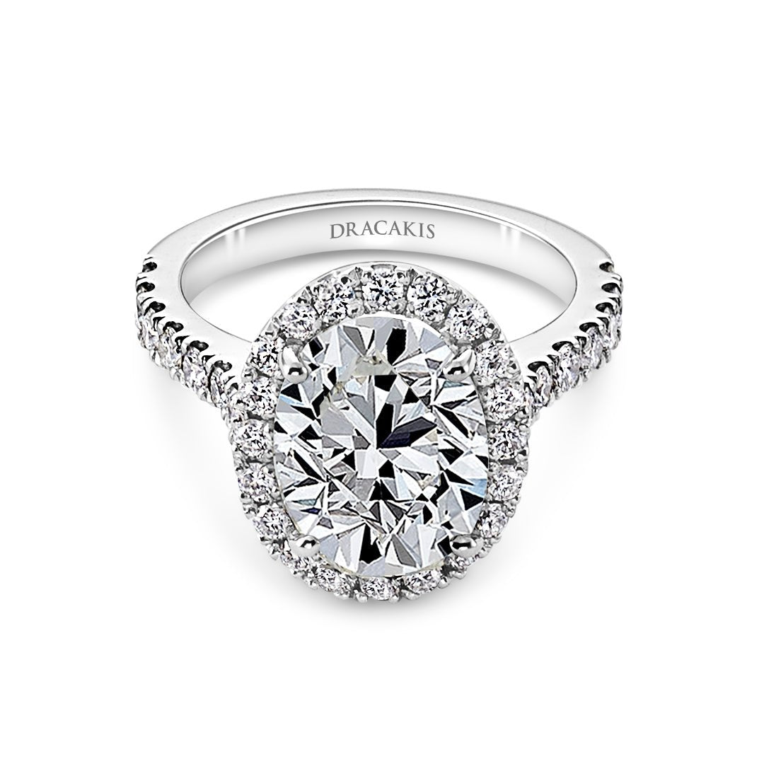 Oval Cut Diamond Halo Engagement Ring - Dracakis Jewellers Oval Cut Diamond Halo Engagement Ring - Dracakis Jewellers