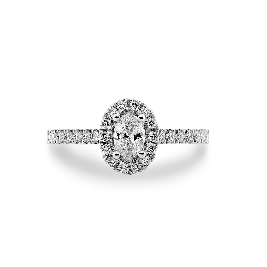 Oval Cut Diamond Halo Engagement Ring - Dracakis Jewellers Oval Cut Diamond Halo Engagement Ring - Dracakis Jewellers