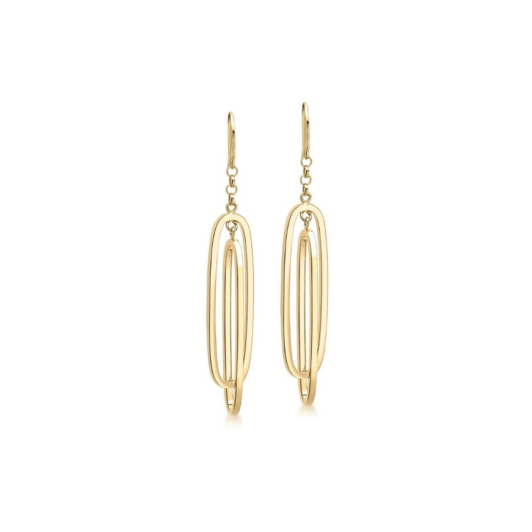 Oval Paperclip Drop Yellow Gold Earrings - Dracakis Jewellers Oval Paperclip Drop Yellow Gold Earrings - Dracakis Jewellers