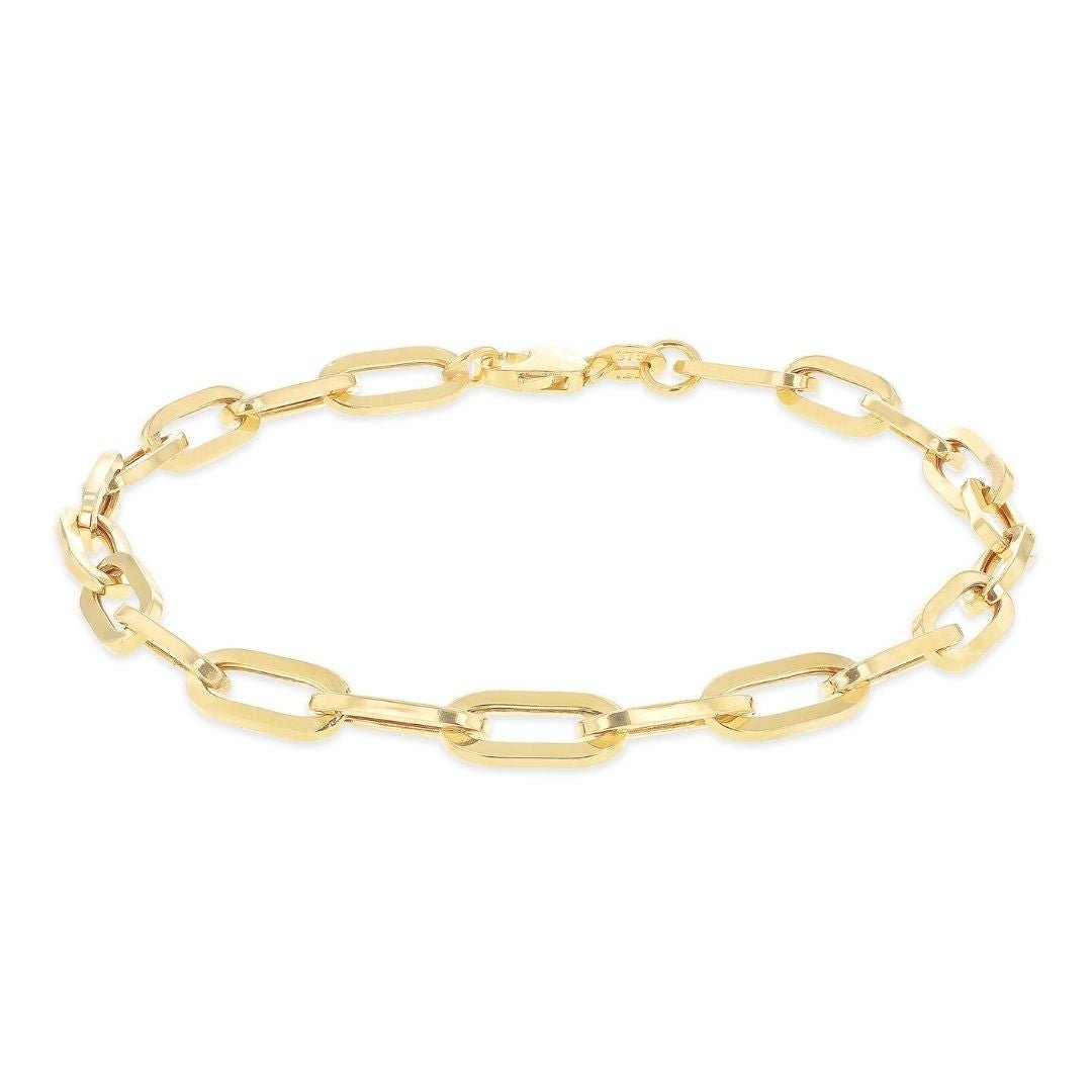 Paperclip Link Yellow Gold Bracelet - Dracakis Jewellers Paperclip Link Yellow Gold Bracelet - Dracakis Jewellers