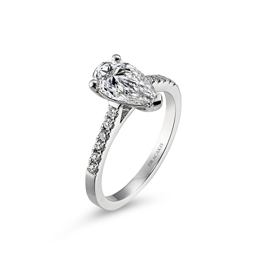 Pear Shaped Diamond Enagement Ring - Dracakis Jewellers