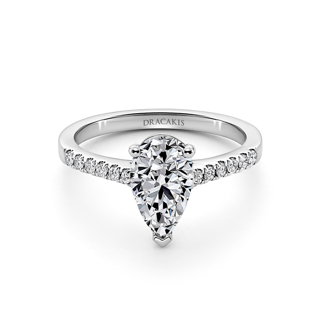 Pear Shaped Diamond Enagement Ring - Dracakis Jewellers