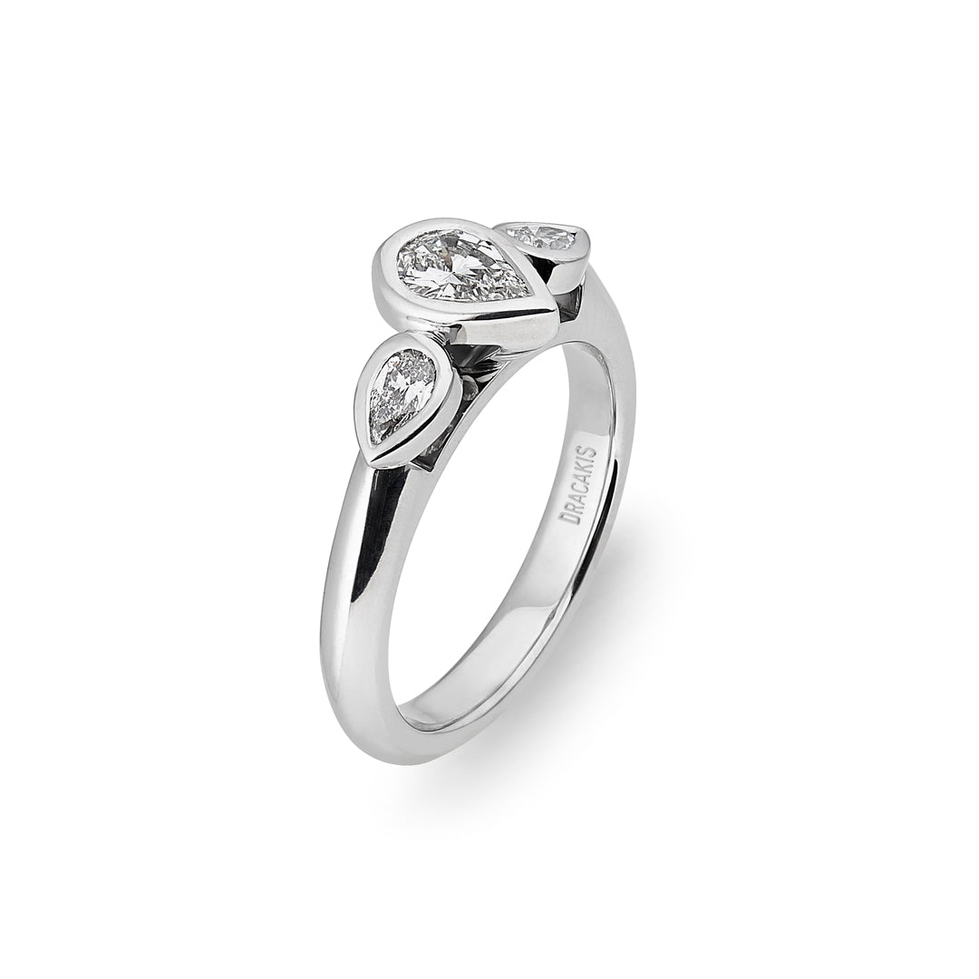 Pear Shaped Three Stone Engagement Ring - Dracakis Jewellers Pear Shaped Three Stone Engagement Ring - Dracakis Jewellers