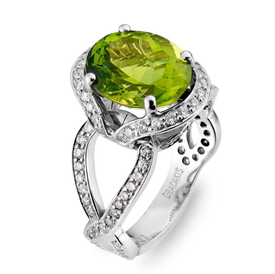 Peridot & Pavé Diamond Ring - Dracakis Jewellers Peridot & Pavé Diamond Ring - Dracakis Jewellers