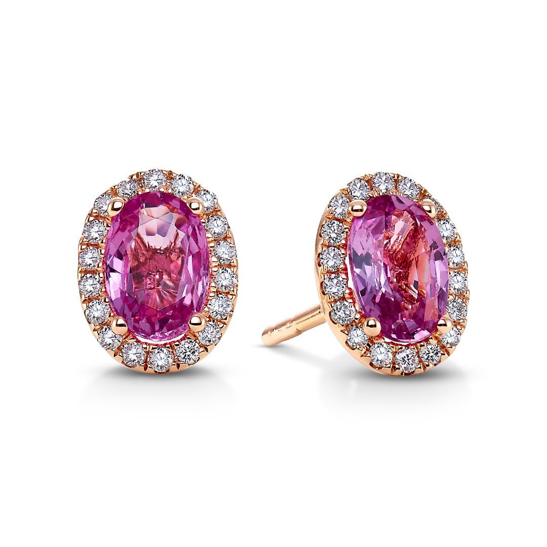 Pink Sapphire & Diamond Earrings - Dracakis Jewellers Pink Sapphire & Diamond Earrings - Dracakis Jewellers