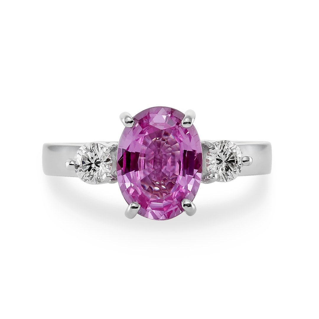 Pink Sapphire & Diamond Three Stone Ring - Dracakis Jewellers Pink Sapphire & Diamond Three Stone Ring - Dracakis Jewellers