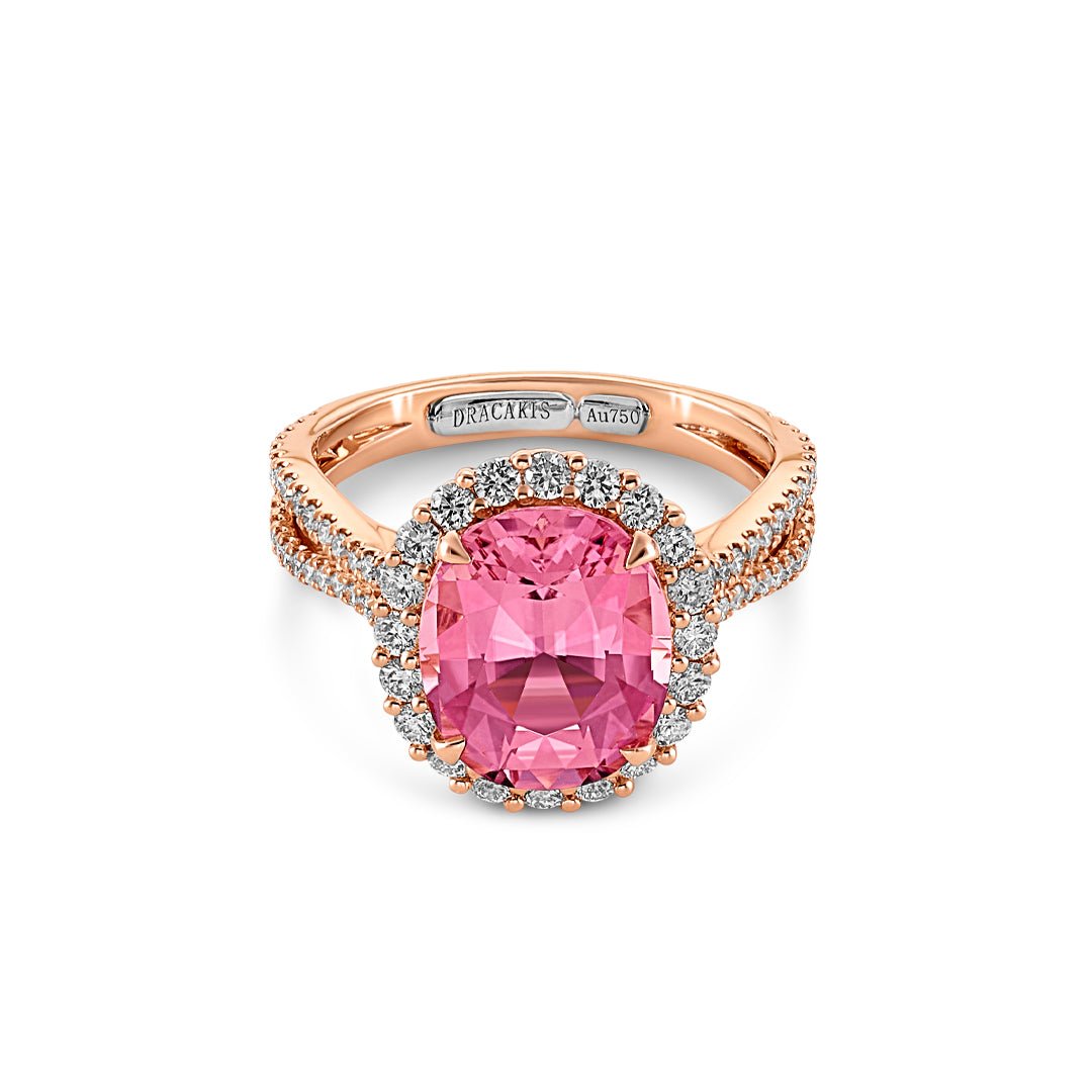 Pink Tourmaline & Diamond Ring - Dracakis Jewellers Pink Tourmaline & Diamond Ring - Dracakis Jewellers