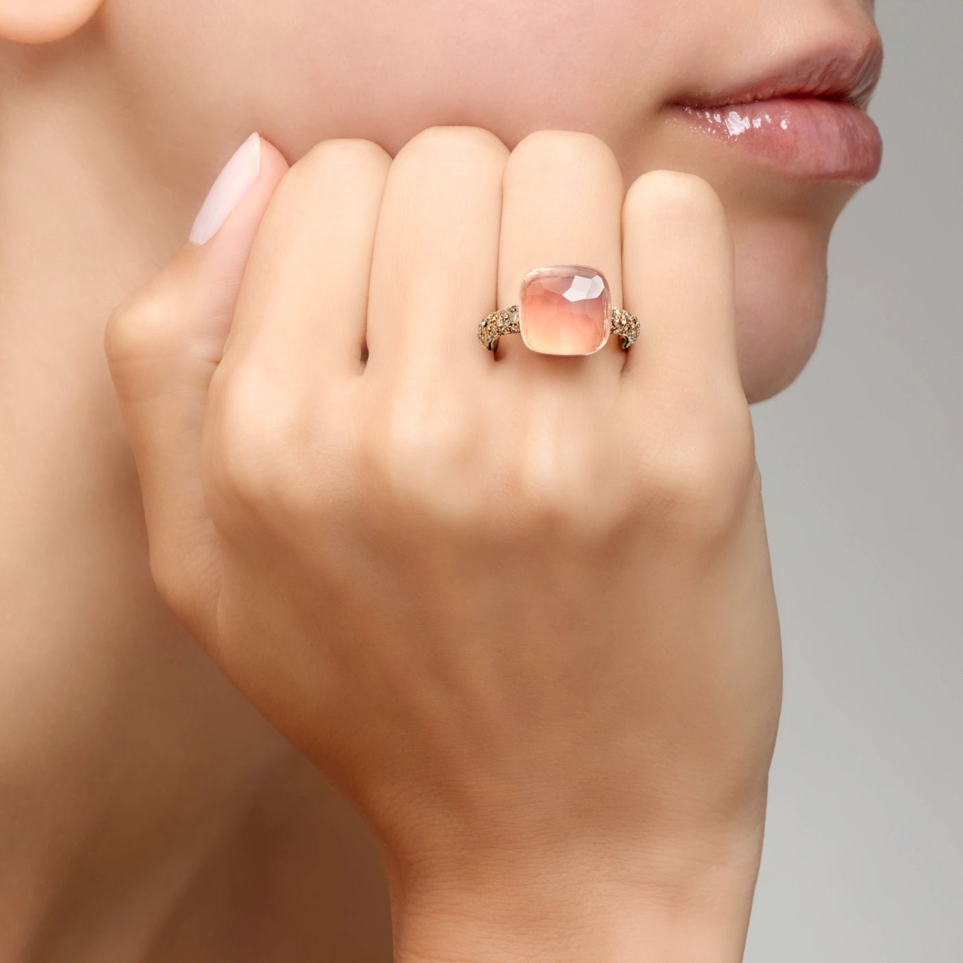 Nudo Pink Ring with Champagne Diamonds - Dracakis Jewellers Nudo Pink Ring with Champagne Diamonds - Dracakis Jewellers
