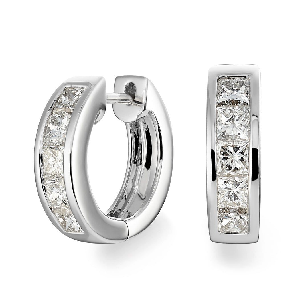 Princess Cut Diamond Hoop Earrings - Dracakis Jewellers Princess Cut Diamond Hoop Earrings - Dracakis Jewellers