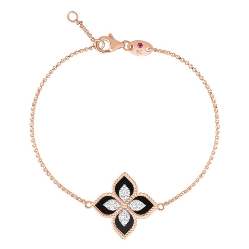 Princess Flower Bracelet with Black Jade & Diamonds - Dracakis Jewellers Princess Flower Bracelet with Black Jade & Diamonds - Dracakis Jewellers
