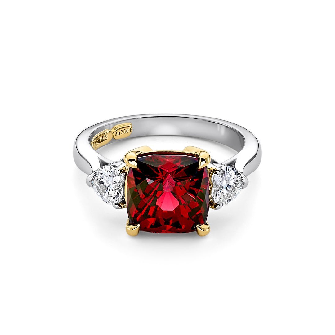 Rhodolite Garnet & Heart Shaped Diamond Ring - Dracakis Jewellers Rhodolite Garnet & Heart Shaped Diamond Ring - Dracakis Jewellers