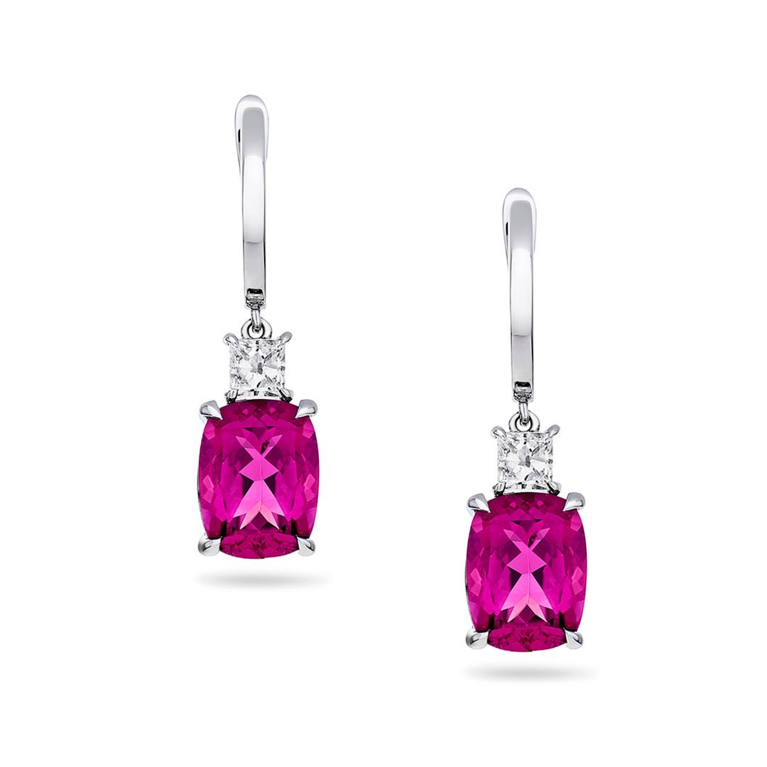 Rubellite Tourmaline & Diamond Earrings - Dracakis Jewellers Rubellite Tourmaline & Diamond Earrings - Dracakis Jewellers