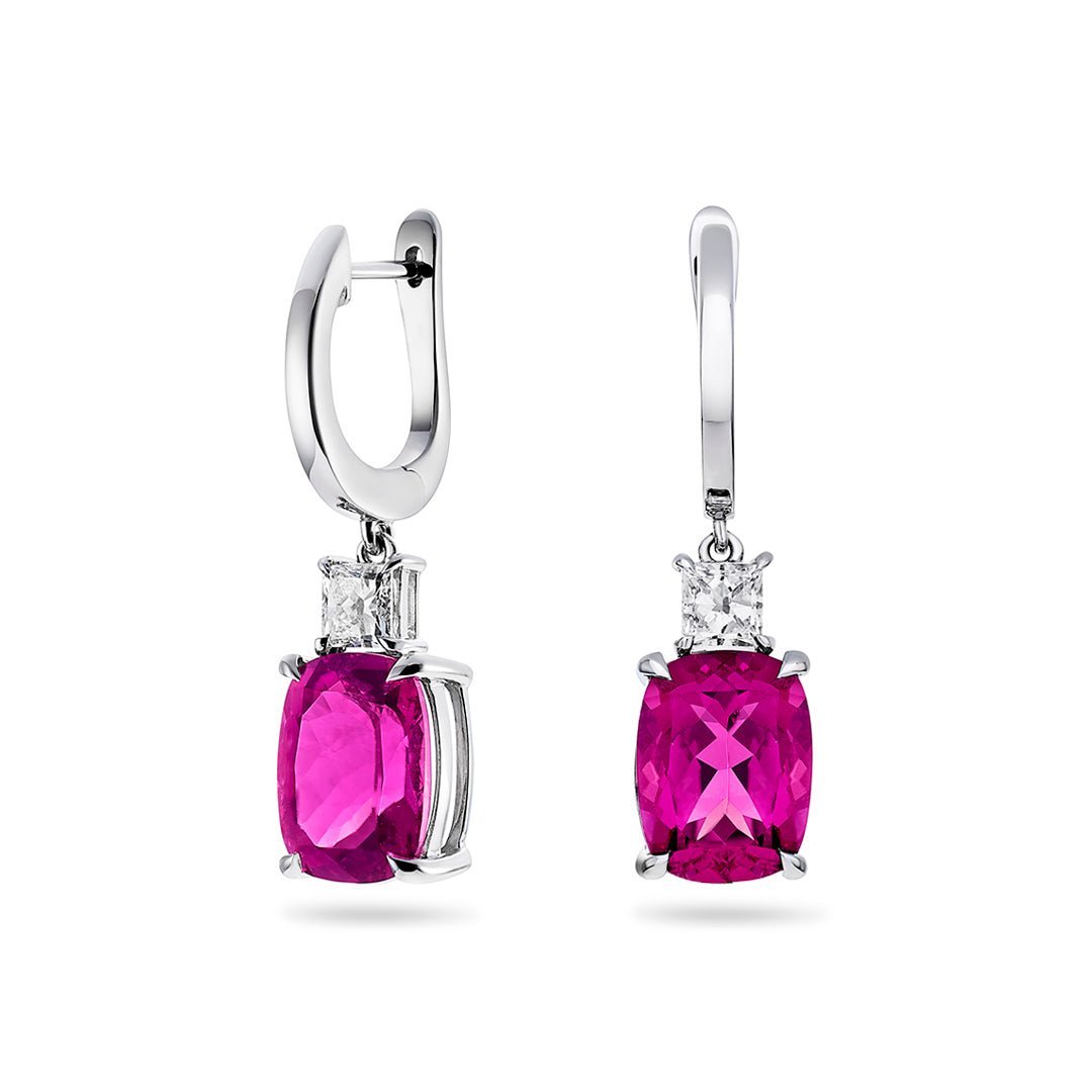 Rubellite Tourmaline & Diamond Earrings - Dracakis Jewellers Rubellite Tourmaline & Diamond Earrings - Dracakis Jewellers
