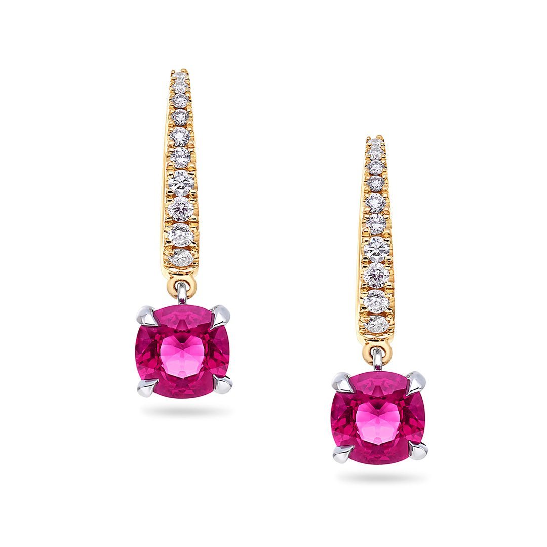 Ruby & Brilliant Cut Diamond Earrings - Dracakis Jewellers Ruby & Brilliant Cut Diamond Earrings - Dracakis Jewellers