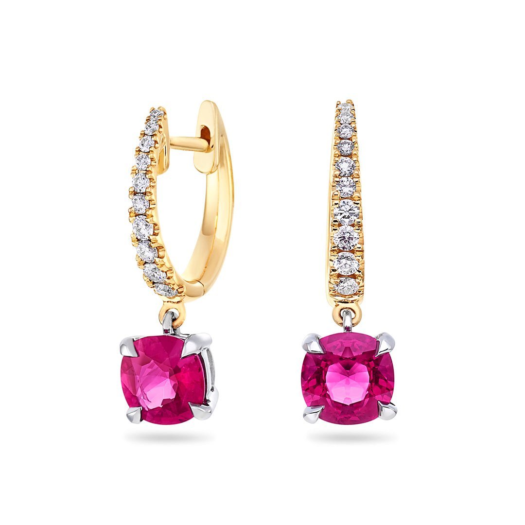 Ruby & Brilliant Cut Diamond Earrings - Dracakis Jewellers Ruby & Brilliant Cut Diamond Earrings - Dracakis Jewellers