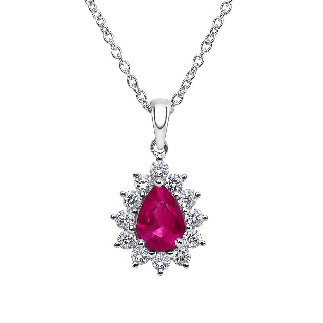 Ruby & Diamond Cluster Pendant - Dracakis Jewellers Ruby & Diamond Cluster Pendant - Dracakis Jewellers