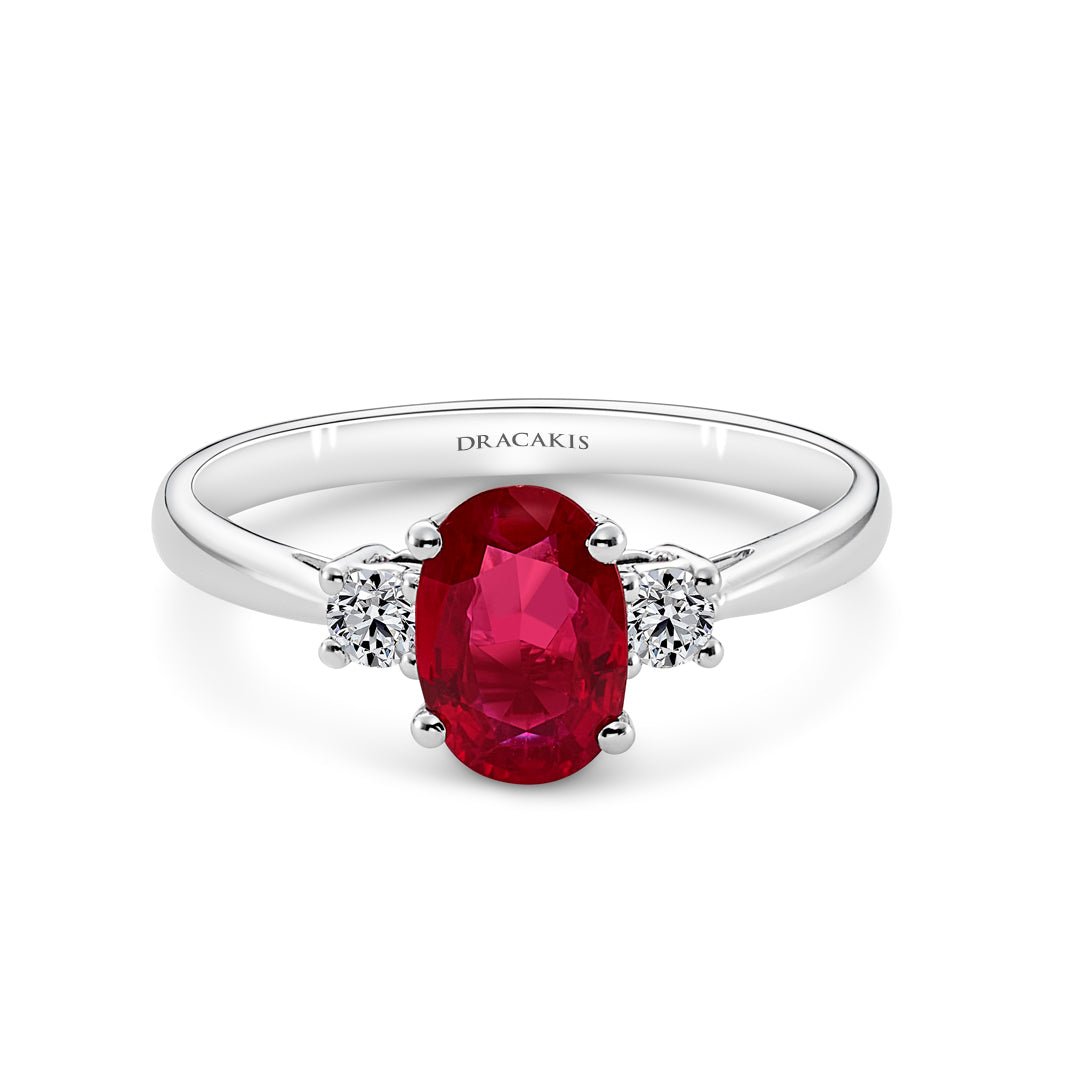 Ruby & Diamond Three Stone Ring - Dracakis Jewellers Ruby & Diamond Three Stone Ring - Dracakis Jewellers