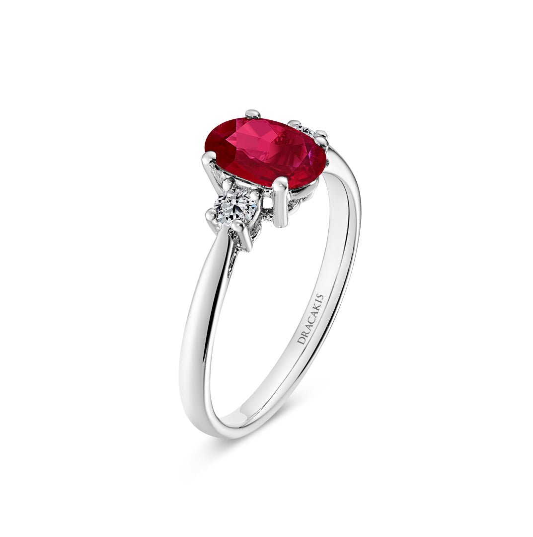 Ruby & Diamond Three Stone Ring - Dracakis Jewellers