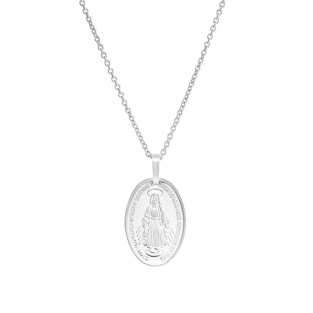 Silver Miraculous Medal Pendant - Dracakis Jewellers