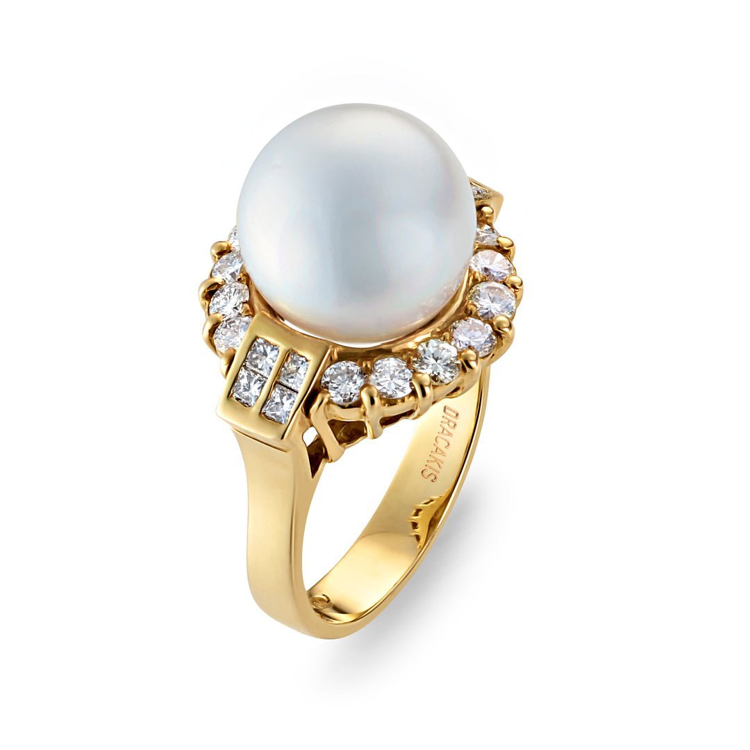 South Sea Pearl & Diamond Dress Ring - Dracakis Jewellers South Sea Pearl & Diamond Dress Ring - Dracakis Jewellers