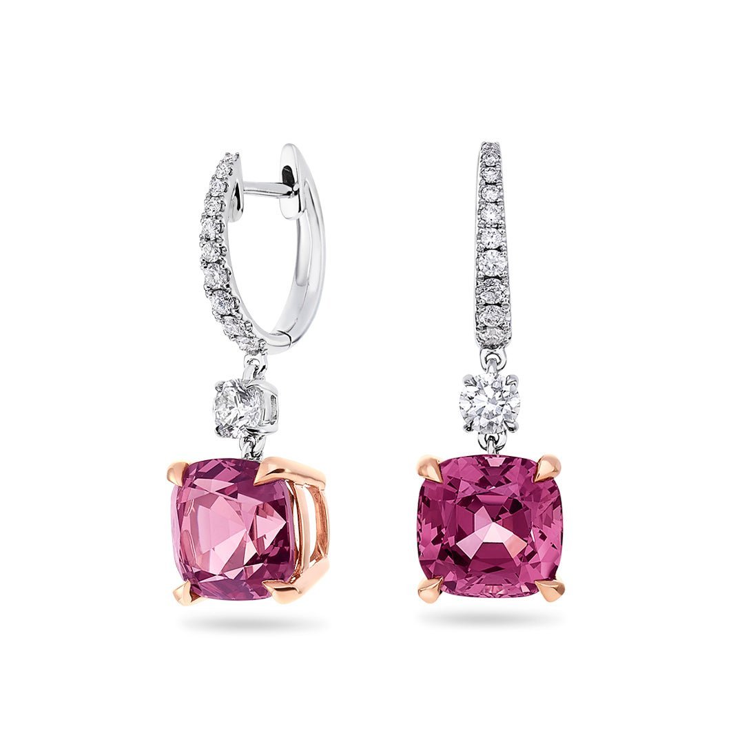 Tanzanian Malaya Garnet & Diamond Earrings - Dracakis Jewellers Tanzanian Malaya Garnet & Diamond Earrings - Dracakis Jewellers